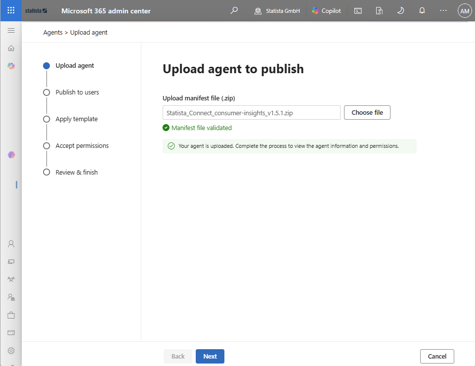 Choose manifest file
