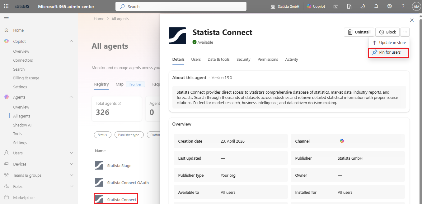 Pin agent for users